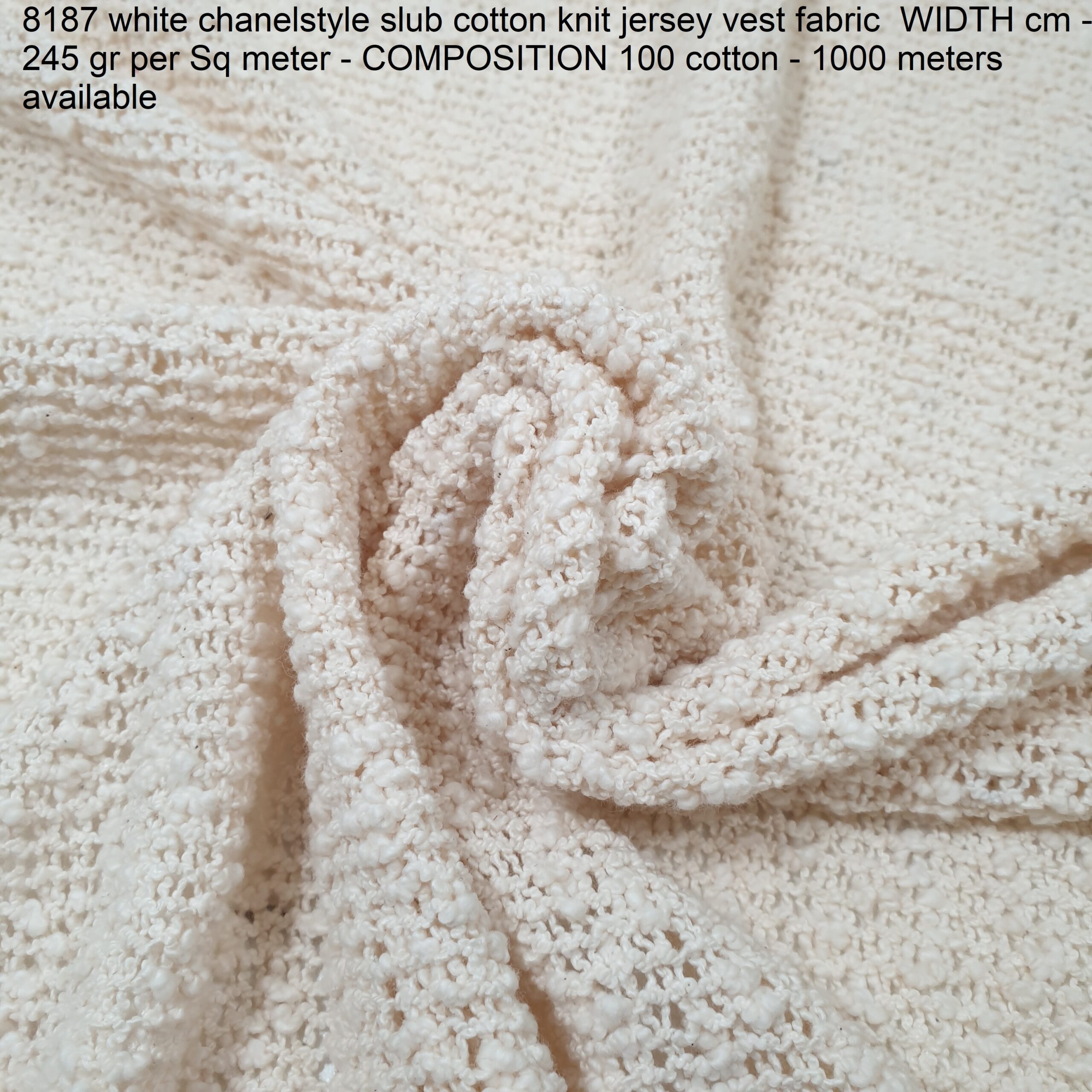 8187 white chanelstyle slub cotton knit jersey vest fabric WIDTH