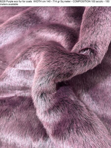 8228 Purple eco fur for coats WIDTH cm 140 - 714 gr Sq meter - COMPOSITION 100 acrylic - 150 meters available