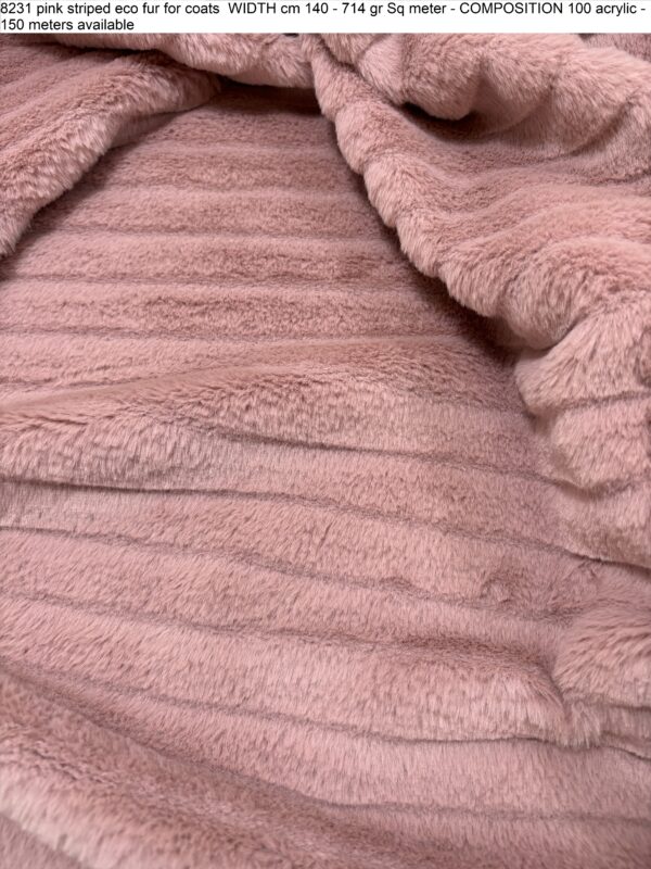 8231 pink striped eco fur for coats WIDTH cm 140 - 714 gr Sq meter - COMPOSITION 100 acrylic - 150 meters available